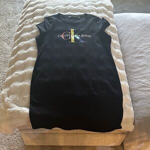 Calvin Klein Black Dress with Multicolor Logo